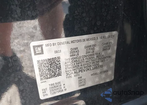 2019 GMC Terrain Slt из США, поврежденный, VIN 3GKALPEV2KL185770